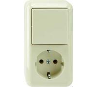 Prises combinées SCHUKO. 1 pôle blanc polaire AP - Interrupteur combiné / prise murale MEG3495...