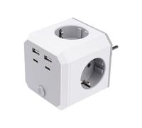 Prises cubiques avec USB 8 en 1, fiches Ladron 3680 W 4 ports Cube prises murales multiples avec 3 prises CA, 2 USB-A, 2 USB-C et interrupteur, chargeur multiprise mural for bureau, cuisine et chambre