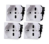 Prises Électriques Standard Schuko 2P+T 16 A, Compatible avec Bticino Matix (4 pièces, blanc)