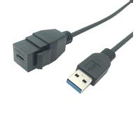 Prises Keystone noires USB C Type C, connecteur d'insertion, convertisseur USB 3.0 mâle à USB C femelle, câble adaptateur 0.2M