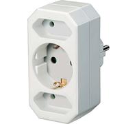Prises multiples, adaptateur de prise à 3 voies avec protection accrue des contacts (2 x prises Euro & 1 x fiche de protection) blanc