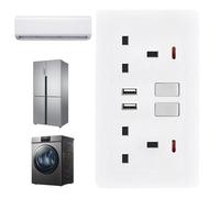 Prises Murales, Prise Électrique, Extension avec 2 Ports et Convertisseur Double Chargeur pour Bureau Chambre Cuisine Extérieur Maison Salle de Bain