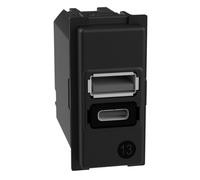 Prises USB-A + USB-C Bticino Living Now 15W 1 module noir - K4191AC