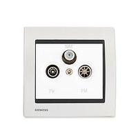 PriseTV/FM/SAT Blanc Delta Iris + Plaque Métal Blanc-SIEMENS