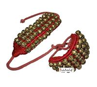 Prisha Inde Craft ® Kathak (4) quatre grandes cloches (16 ans de ligne No Ghungroo Ghungroo) Bonne qualité Tampon rouge classique indienne Bracelet Musical Instrument Bharatnatyam danseurs, Kuchipudi, l'odissi Ghungru