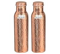 Prisha India Craft Lot de 2 bouteilles d'eau en cuivre pur martelé, capacité 900 ml