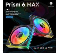 Prism 6max 120mm RGB PC Fan with PWM Control and Argb Effect,Side Design with Three Infinite Rectangular Mirrors (1,BK,Forward)
