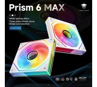 Prism 6max 120mm RGB PC Fan with PWM Control and Argb Effect,Side Design with Three Infinite Rectangular Mirrors (1,WH,Forward)