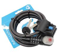 PRISM Câble antivol spirale Light - 1,8 m - Câble en acier de 10 mm - Clé et code à 4 chiffres - Lumière LED - Support à clip - Noir