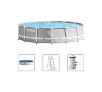 - Prism Frame - Piscine avec pompe de filtration - 427x107 cm - Ronde - Piscine intérieure - Accessoires inclus