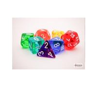 Prism Lot de 7 dés GM translucides avec chiffres blancs 16 mm Chessex