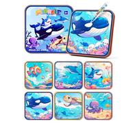 Prism Petal Sea Fish Océan réutilisable Livre de Peinture à l'eau Jouets pour Les Enfants, Livres d'aquarelle Magique Jouet de Voyage éducatif avec Stylo à Eau Conte de fées