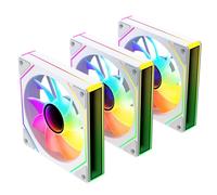 Prism4MAX-X3 RGB PC Fan 120MM 3er Pack [Infinite Mirror][HDB]58.36CFM/1600RPM/26LEDs 5V3PIN ARGB und 12V4PIN PWM Fan (White Reverse Blade)