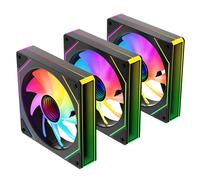 Prism4MAX-X3 RGB PC Fan 120MM 3er Pack [Infinite Mirror][HDB]58.36CFM/1600RPM/26LEDs 5V3PIN ARGB und 12V4PIN PWM Fan (Black)