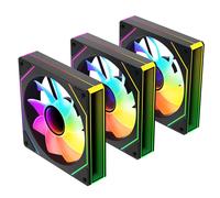Prism4MAX-X3 RGB PC Fan 120MM 3er Pack [Infinite Mirror][HDB]58.36CFM/1600RPM/26LEDs 5V3PIN ARGB und 12V4PIN PWM Fan (Black Reverse Blade)