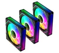 Prism6PRO-X3 RGB PC Fan 120MM 3er Pack [Infinity Mirror][HDB]61.5CFM/1600RPM/29LEDs 5V3PIN ARGB und 12V4PIN PWM Fan (Black Reverse Blade)