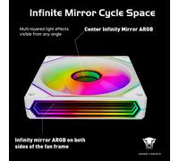 Prism6Pro-X3 Rgb Pc Ventilateur 120Mm 3Er Pack[Infinity Mirror][Hdb]61.5Cfm/1600Rpm/29Leds 5V3Pin Argb Und 12V4Pin Pwm Ventilateur (Blanc)