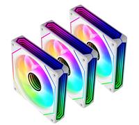 Prism6PRO-X3 RGB PC Ventilateur 120MM 3er Pack[Infinity Mirror][HDB]61.5CFM/1600RPM/29LEDs 5V3PIN ARGB und 12V4PIN PWM Ventilateur (Blanc)