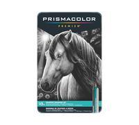 PRISMACOLOR Crayons à dessin en graphite avec gommes et taille-crayons Ensemble 18-Piece Set Noir
