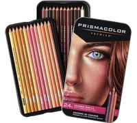 PRISMACOLOR Premier Pigment Crayons de couleur, 24 pièces dans une boîte en métal