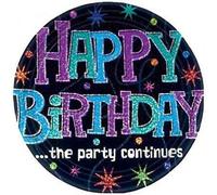 Prismatique - Assiette jetable "The Party Continues", Happy Birthday 8er-Pack SG30240 (Taille unique) (Coloré)