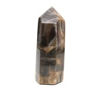 Prisme de Pierre de Lune Noir de décoration de 295 grammes et 120 millimètres, Minéral Microcline de Madagascar, Naturel et Authentique, Produit Unique, Minéral décoratif, Minéral de Bien-être