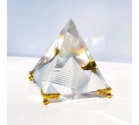 Prisme de Pyramide de Cristal, Cristal de Méditation D'artisanat Feng Shui avec Support en Or pour La Décoration de Bureau à Domicile, Cadeau de Pyramides pour L'énergie Positive Bonne Chance