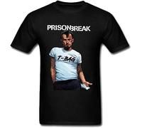 Prison Break T-Bag T-Shirt Mens Funny Man Clothing Black T Shirt Summer Printed Tops Cotton Tees Hipster Designer Tshirt Men Manches Courtes(Large)