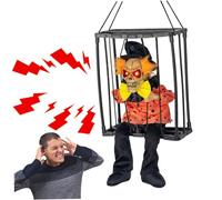 Prisonnier de Cage de crâne Suspendu électrique avec capteur Mouvement, Son Effrayant et décoration d'halloween Lumineuse pour Maison hantée, Style 2 (Pas Batterie Incluse)