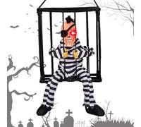 Prisonnier d'halloween - Décoration des Pendentifs, Squelette, Cris | Cage Animée avec Mouvement du Son Et du Capteur pour Une Décoration Effrayante chez Enchanted House, Patio, Terrifying Parties