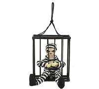 Prisonnier parlant effrayant avec capteur de mouvement et yeux rouges Décorations d'Halloween animées hurlantes Farces animatroniques Accessoires de décoration d'Halloween Farces pour enfants adultes