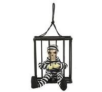 Prisonnier parlant effrayant avec capteur de mouvement et yeux rouges hurlant, décorations animées d'Halloween, farces animatroniques, accessoires de décoration d'Halloween, farces pour enfants et ad