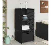 prissent Armoire de rangement de jardin 50 x 55 x 115 cm Patio Fournitures Meubles Balcon Mobilier de jardin Coffre de rangement Noir rotin PE, Acier