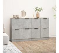 prissent Buffet Armoire Latérale 2 pcs Meuble de Rangement pour Salon Chambre à Coucher ou Bureau Mobilier D'intérieur Design Minimaliste Gris Béton 60x30x70 cm