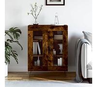 prissent Buffet Meuble de Rangement Armoire Latérale pour Chambre à Coucher Salon ou Bureau Mobilier D'intérieur Design Minimaliste Chêne Fumé 69,5x34x90 cm