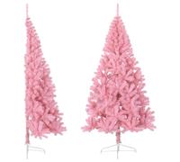 Prissent Demi Sapin de Noël Artificiel avec Support Rose 180 cm PVC Arbre de Noel Exterieur Lumineux Albero di Natale Mini Décoration Noel Christmas Tree Realiste avec Décoré