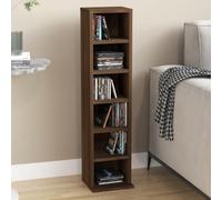 prissent Meuble de rangement pour CD en chêne marron 21 x 20 x 88 cm en bois multicouche Mobilier économe en espace bibliothèque haut meuble salon bibliothèque bois bibliothèque étroite et haute