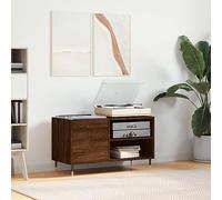 prissent Meuble porte-disques 85 x 38 x 48 cm en bois multicouche, porte-disques vinyle, étagère étroite, meuble salon, meuble TV, meuble pour CD, bibliothèque, bois chêne marron