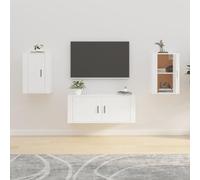 prissent Meuble TV Mural 2 pcs Support de TV Armoire Stéréo Mobilier D'intérieur Décoration de Pièce Design Tendance mais Pratique Blanc 40x34,5x60 cm