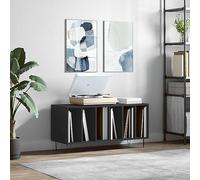 prissent Multicouche porte meuble disque vinyle bibliothèque étroite meuble TV salon meuble bas meuble CD étagère porte CD bibliothèque bois noir 100 x 38 x 48 cm en bois