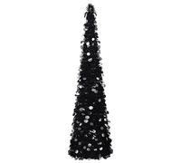 Prissent Sapin de Noël Artificiel Escamotable Noir 150 cm Pet Arbre de Noel Exterieur Lumineux Christmas Tree Realiste avec Décoré Mini Décoration Noel Albero di Natale