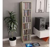 Prissent Sonoma Armoire Porte-CD en Chêne 21 x 20 x 88 cm en Aggloméré - Bibliothèque en Bois Étroite et Haute Étagère - Meuble Peu Encombrant