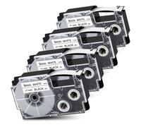Pristar 4x Compatible Ruban pour Casio XR-9WE XR9WE Bande d'étiquettes pour Casio KL-60 KL-70E KL-100 KL-120 KL-200 KL-300 KL-750 KL-780 KL-820 KL-2000 Étiqueteuse, Noir sur Blanc, 9mm x 8m