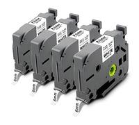 Pristar 4x Compatible Tze 6mm Ruban pour Brother TZe211 TZe-211 TZc211 | TZe 6mm Laminé Cassette pour Brother PT-P300BT, PT-P710BT, PT-H200, PT-D210, PT-E115, PT-E550W, PT-E560BT, Noir sur Blanc