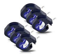 Pristar 6x Compatible Ruban d'étiquettes pour Dymo Letratag - Plastique 12mm x 4m 91201 - Noir sur Blanc pour Letratag XR LT-100H LT-100T LT-200B Étiqueteuse
