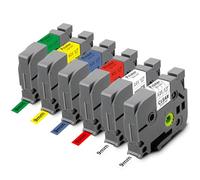 Pristar 6x Tze 9mm 0,35'' Ruban Compatible pour Brother TZe-121 TZe-221 TZe-421 TZe-521 TZe-621 TZe-721 Tz pour Brother P-touch PT-H105 H107B P710BT H100LB E110 H100R D210 H110 D400 H101C D200 D600VP