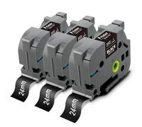 Pristar Lot de 3 rubans d'étiquettes de rechange pour Brother TZe355 TZe-355 24 mm - Blanc sur noir TZe 0,94 - Compatible avec Brother P Touch PTD600 PTP710BT PTP700 PT2730