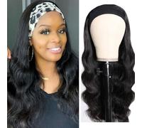 Prisyfab Perruque de cheveux humains ondulés pour femme noire, sans colle, sans colle, 100 % cheveux humains brésiliens vierges, densité de 150 % (66 cm)