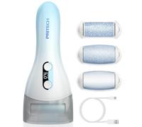 PRITECH Râpe Pieds Electrique Professionnel Rechargeable IPX6 Enlevez les callosités sur les pieds IPX6 étanche avec 3 Rouleaux(BCM-1138) (Plus-bleu)