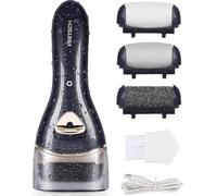 PRITECH Râpe Pieds Electrique Professionnel Rechargeable IPX6 Enlevez les callosités sur les pieds IPX6 étanche avec 3 Rouleaux(BCM-1138) (NOIR)